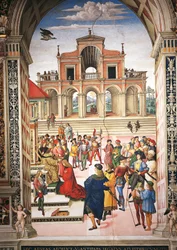 Italie, Sienne, Cathédrale, Bibliothèque Piccolomini, Enea Silvio Piccolomini couronné poète par l
