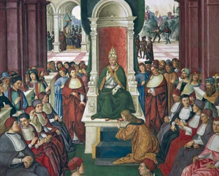 Enea Silvio Piccolomini en acte de soumission au pape Eugène IV (détail)