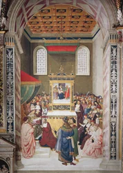 Enea Silvio Piccolomini recevant le chapeau de cardinal de Calixtus III (détail)