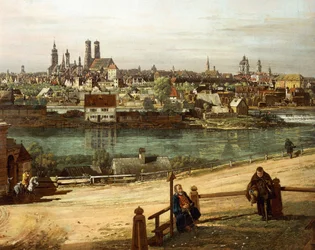 Vue de Munich depuis Haidhausen avec la rivière Isar au centre (détail)