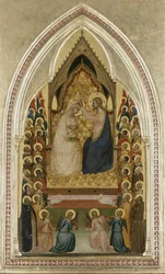Le Couronnement de la Vierge avec des anges et des saints, vers 1340-5