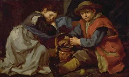 Une fille et un garçon avec un brasero