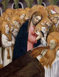 Mort de Marie-Madeleine, détail (retable de Sainte Marie-Madeleine, 1437-1452) par Bernat Martorell (ca 1400-1452)