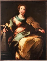 Représentation de Sainte Cécile ou "Allégorie de la Musique". Peinture de Bernardo Strozzi