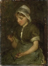 Fille avec des cerises