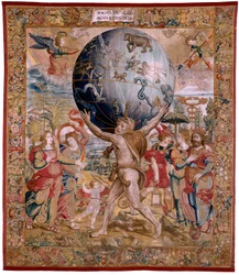 Tapisserie flamande. Série Les Honneurs. La Justice (La Justicia, Los Honores). Neuvième tapisserie de la série. Modèle Dessinateurs du cercle de Bernard van Orley et Jan Gossaert (Mabuse). Manufacture Pieter van Aelst, Bruxelles. Vers 1550. Tissu Or, arge