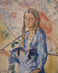 Mildred avec un parasol