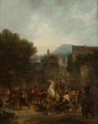 Marché aux bestiaux dans une petite ville