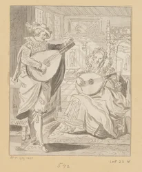 Un homme et une femme jouant de la lyre