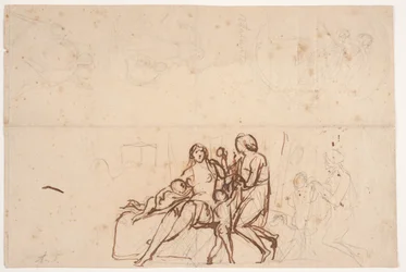 Différents croquis comparés au relief "Adam et Ève" 1838 et au relief "Atalante" : Villa Torlonia 1837