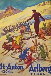 Anton, Arlberg, vers 1930 (lithographie couleur)