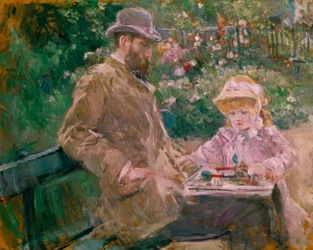 Eugène Manet et sa fille dans le jardin de Bougival