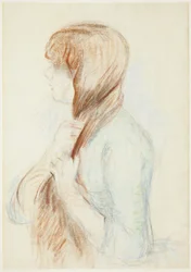Fille tressant ses cheveux (La Natte)