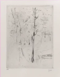 Paysage avec troncs d