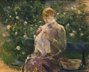 Pasie cousant dans le jardin de Bougival – 1881