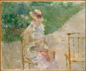 Jeune femme tricotant, vers 1883