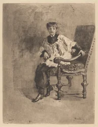 Acolyte assis, vers 1872