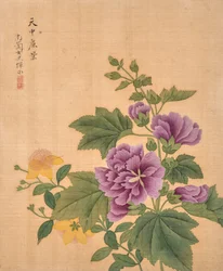 Album de fleurs (encre et couleur sur soie)