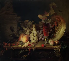 Nature morte avec fruits, verre de vin, 1863