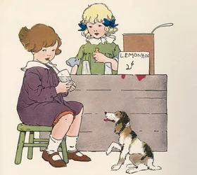 Jeunes filles à leur stand de limonade