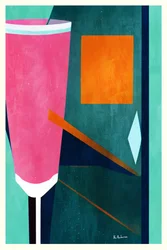Rose, orange, géométrique, abstrait