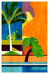 Des palmiers tropicaux aux couleurs éclatantes