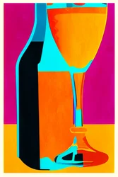 Bouteille en forme de verre à vin aux couleurs vives
