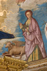 Abside, Catino Abside, Boccaccio Boccaccino, Pantocrator parmi les Saints Marcellin, Imerio, Omobono, Pierre Exorciste, (détail) Saint Omobono