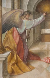 Nef centrale, Troisième travée nord, Annonciation, Boccaccio Boccaccino 1516-17, (détail)