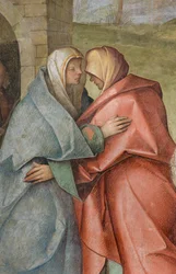 Nef centrale, Troisième travée nord, Visitation, Boccaccio Boccaccino 1516-17, (détail)