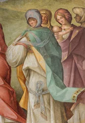 Nef centrale, Troisième travée nord, Visitation, Boccaccio Boccaccino 1516-17, (détail)