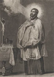 Saint François Xavier avec une lumière divine émanant vers lui depuis le coin supérieur gauche, vers 1623-33