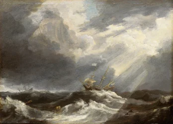Lumière du soleil sur une mer orageuse, c. 1640s