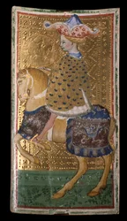 Jeux de tarot Visconti-Sforza : le cheval de deniers