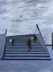 Des enfants qui montent les escaliers en courant