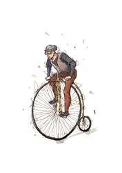 Cycliste sur un grand-bi vintage