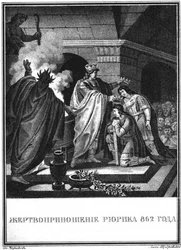 Sacrifice du prince Rurik. 862 De Karamzin illustré, 1836
