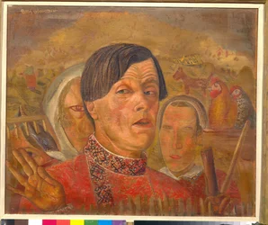 Autoportrait au coq et à la poule, vers 1924 - 60,4 x 73,5 cm - Collection privée