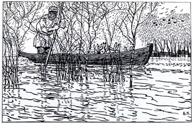 Illustration pour le poème Grand-père Mazay et les lièvres par N. Nekrasov, 1910
