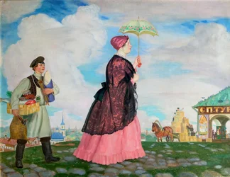 Femme de marchand avec des achats, 1920