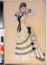 Projet de costume féminin pour la pièce de théâtre Loup et Brebis de Alexandre Ostrovski