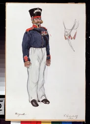 Projet de costume pour la pièce de théâtre Cœur ardent de Alexandre Ostrovski