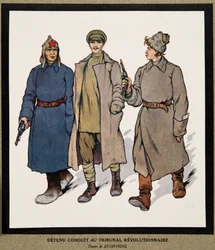 Détenu emmené à un tribunal révolutionnaire; de Histoire des Soviets, pub. 1922