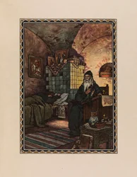 Pimen. Illustration du drame Boris Godounov par A. Pouchkine