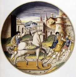 Le cheval de Troie - dans "Collection de faïences italiennes des XVe, XVIe et XVIIe siècles" conçu par Carle Delange et Borneman