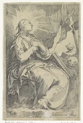 Marie Madeleine pénitente dans la grotte devant un crucifix