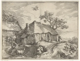 Paysage avec ferme et enlèvement de Ganymède