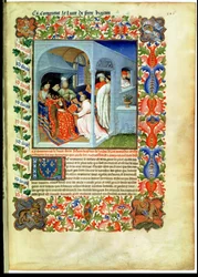 Ms Fr 2810 f.226, Frère Hayton présente son livre à Jean Sans Peur, du 