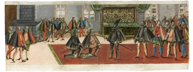 Un adoubement. De la description ordinaire avec quelles cérémonies..., 1587