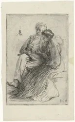 Jeune femme lisant et homme âgé